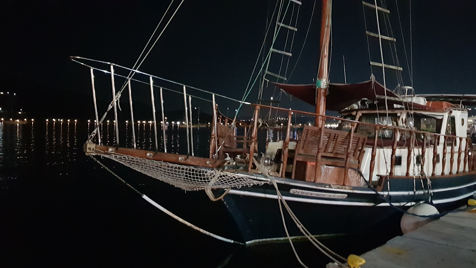 Queen Bee in Argostoli Harbour